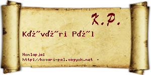 Kővári Pál névjegykártya